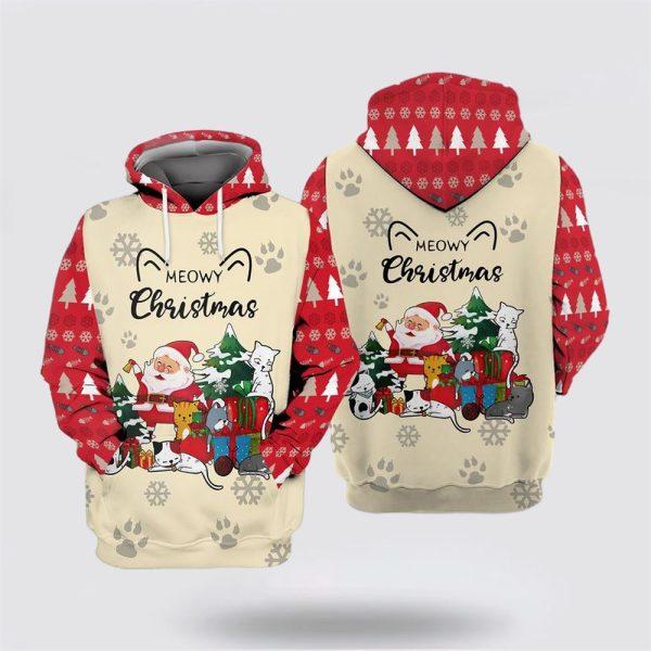 Meowy Christmas Gift For Cat Lovers 3D All Over Print Hoodie – Cat Lover Christmas Hoodie