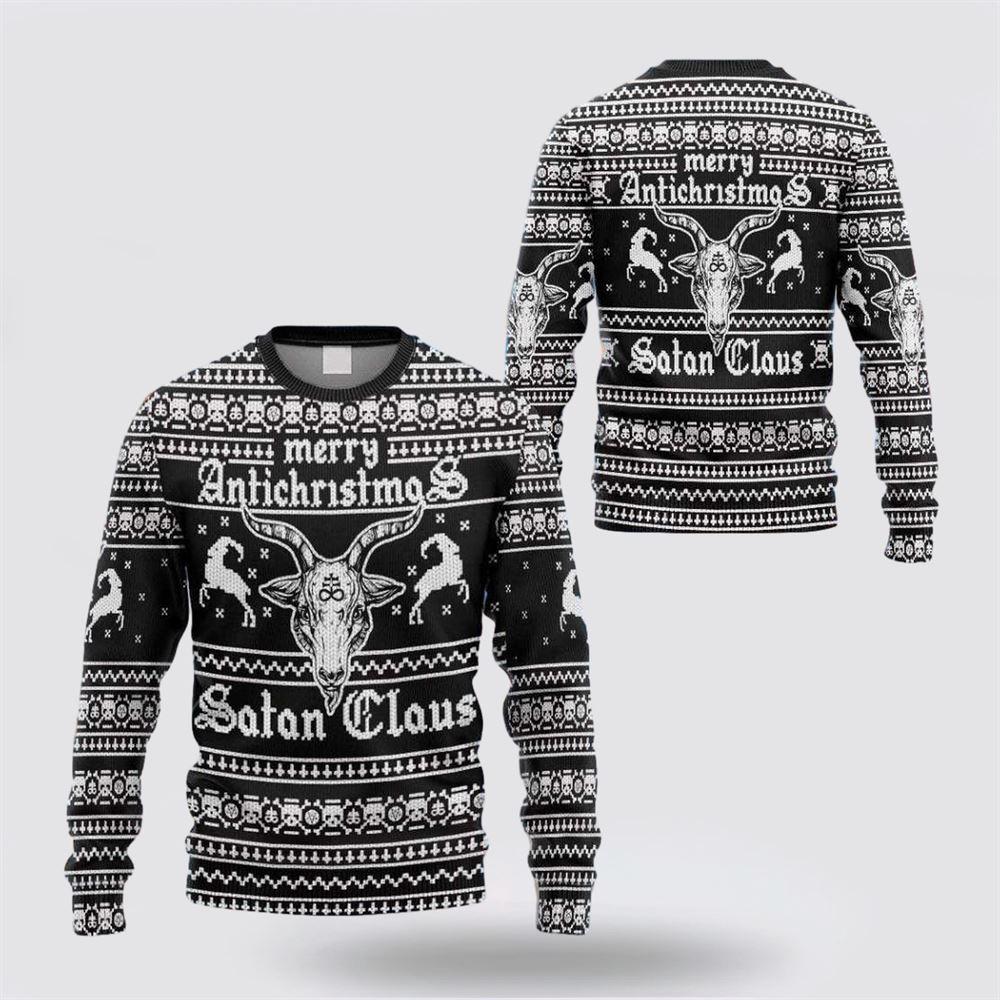 Merry Antichristmas Satan Claus Ugly Sweater – Christmas Gifts For Frends