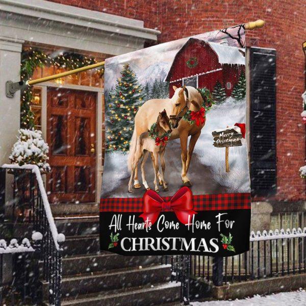 Merry Christmas Flag All Hearts Come Home For Christmas – Christmas Flag Outdoor Decoration
