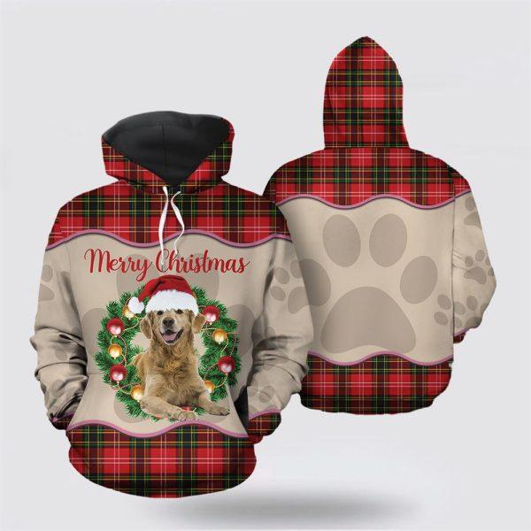 Merry Christmas Golden Retriever All Over Print 3D Hoodie – Pet Lover Christmas Hoodie