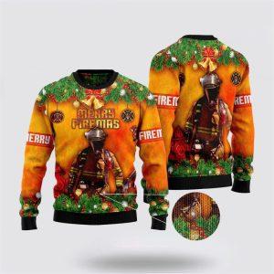 Merry Firemas Firefighter Bulldog Ugly Christmas Sweater Christmas Gifts For Firefighters 3 l4mqti.jpg