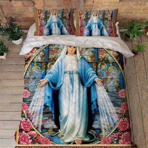 Mother Mary Bedding Jesus God Mother Mary Roses Quilt Bedding Set Christian Gift For Believers 1 q4xnlj.jpg