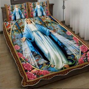 Mother Mary Bedding Jesus God Mother Mary Roses Quilt Bedding Set Christian Gift For Believers 2 q8wwfl.jpg