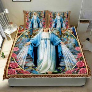 Mother Mary Bedding Jesus God Mother Mary Roses Quilt Bedding Set Christian Gift For Believers 4 a5z4bi.jpg