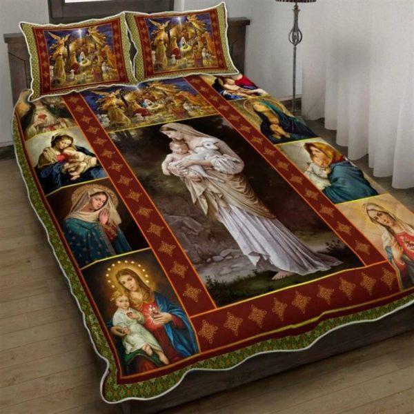 Mother Mary Our Lady of Grace Quilt Bedding Set – Christian Gift For Believers