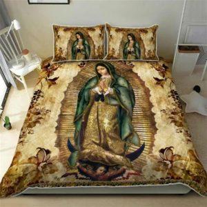 Mother Mary Roses Christian Quilt Bedding Set Christian Gift For Believers 2 yyzjsw.jpg