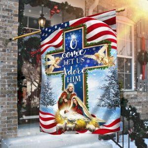 Nativity Christmas Flag O Come Let Us Adore Him Flag 1