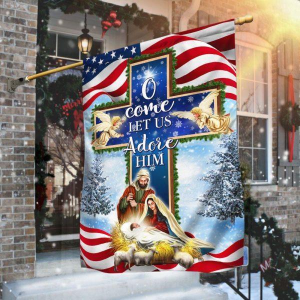 Nativity Christmas Flag O Come Let Us Adore Him Flag – Christmas Flag Outdoor Decoration