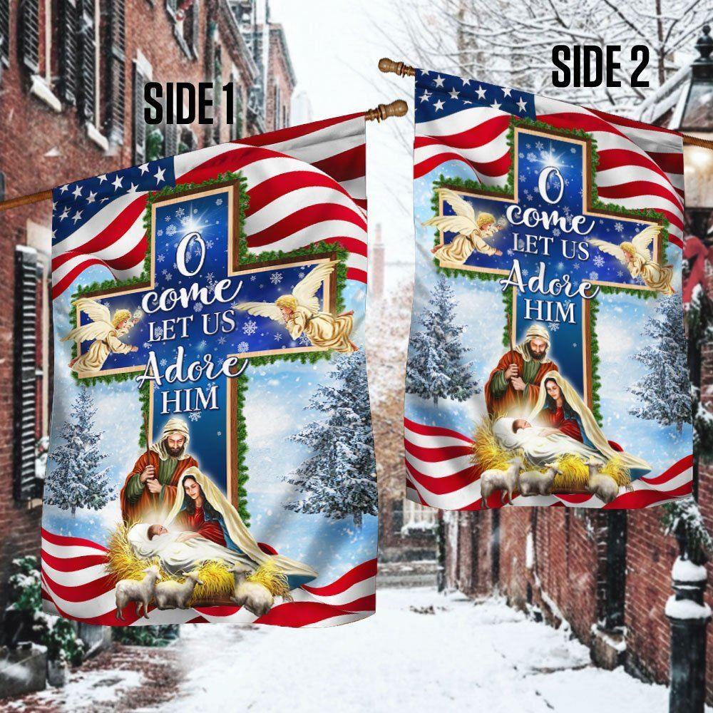 Nativity Christmas Flag O Come Let Us Adore Him Flag – Christmas Flag Outdoor Decoration