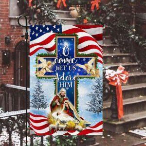 Nativity Christmas Flag O Come Let Us Adore Him Flag 3