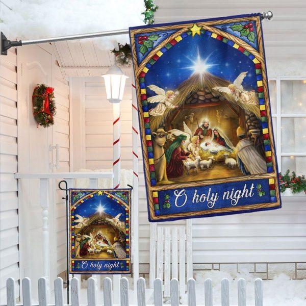 Nativity Scene Christmas Flag O Holy Night – Christmas Flag Outdoor Decoration