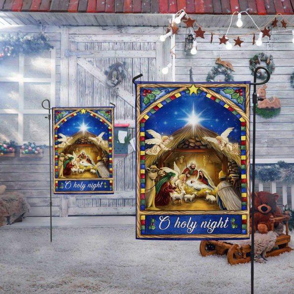 Nativity Scene Christmas Flag O Holy Night – Christmas Flag Outdoor Decoration
