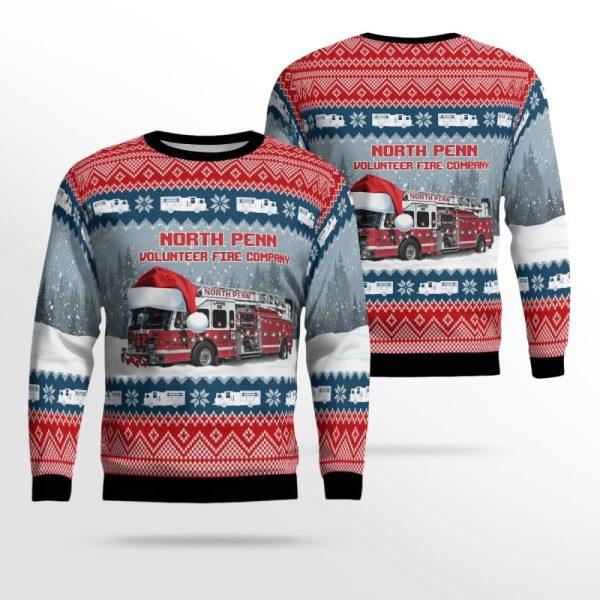 North Penn Volunteer Fire Co Ugly Christmas Sweater – Christmas Gifts For Firefighters