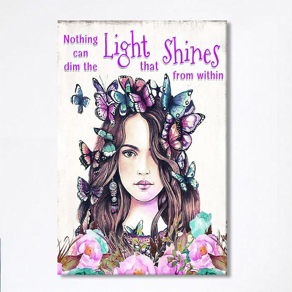 Nothing Can Dim The Light Which Shines From Within Canvas Wall Art -Encouragement Gifts For Women