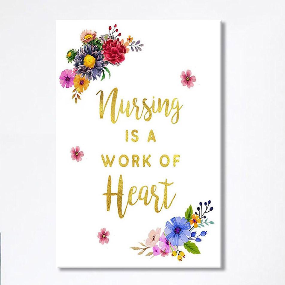 Nursing Is A Work Of Heart – Nurse Canvas Wall Art – Appreciation Gift For Nurse Practitioner, Rn, Physician Assistant, Pa, Lpn, Lvn, Rna, Cna
