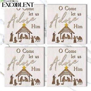 O Come Let Us Adore Him Christmas Stone Coasters Coasters Gifts For Christian 3 fcciye.jpg
