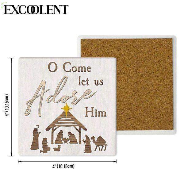 O Come Let Us Adore Him Christmas Stone Coasters – Coasters Gifts For Christian