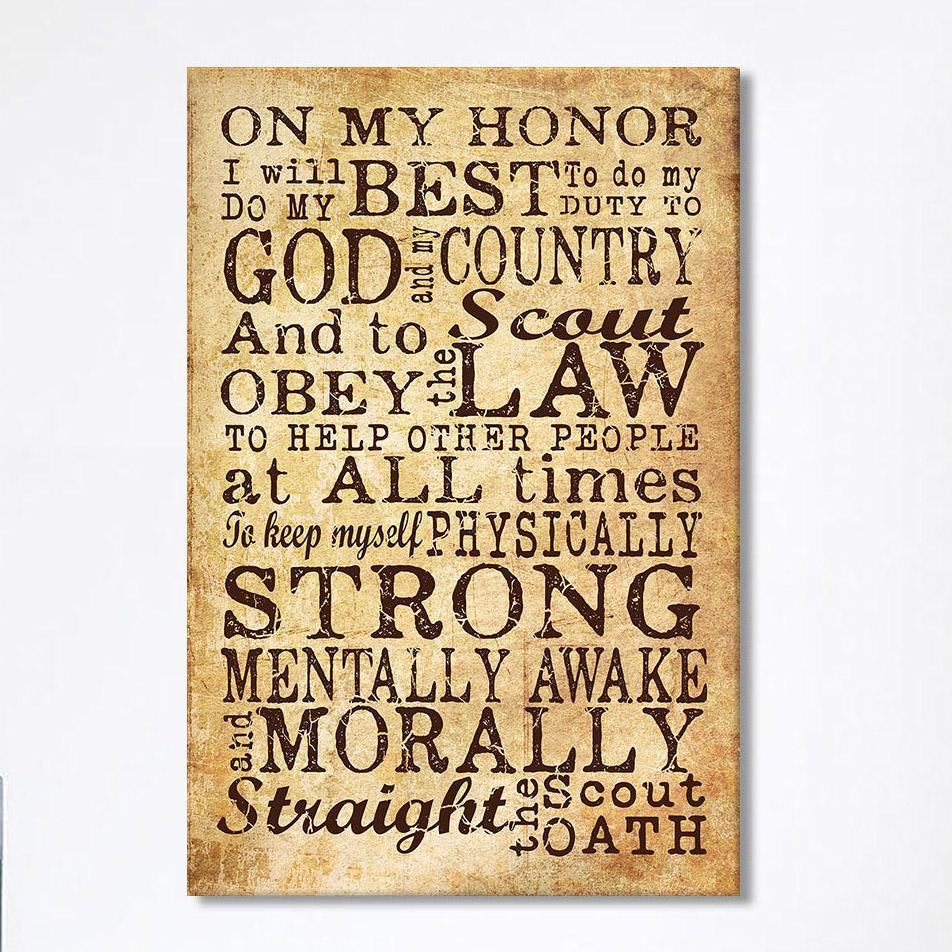 On My Honor I Will Do My Best Straight The Scout Oath Canvas Wall Art – Christian Wall Canvas – Religious Wall Art