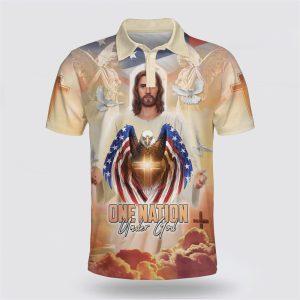 One Natiom Under God Jesus And Eagle American Polo Shirt Gifts For Christian Families 1 dpsbdo.jpg