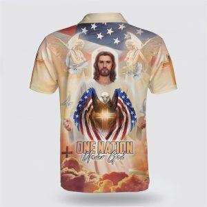 One Natiom Under God Jesus And Eagle American Polo Shirt Gifts For Christian Families 2 kycgnk.jpg