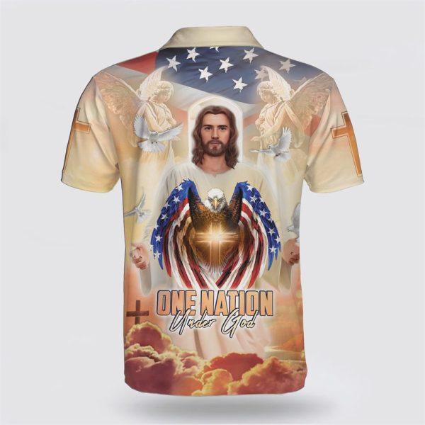 One Natiom Under God Jesus And Eagle American Polo Shirt – Gifts For Christian Families