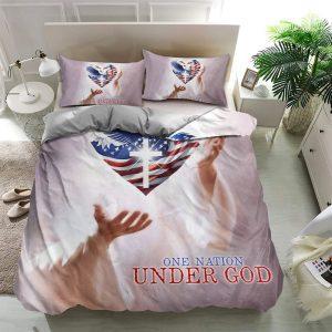 One Nation Under God America Flag Christian Quilt Bedding Set Christian Gift For Believers 2 qqh9qo.jpg