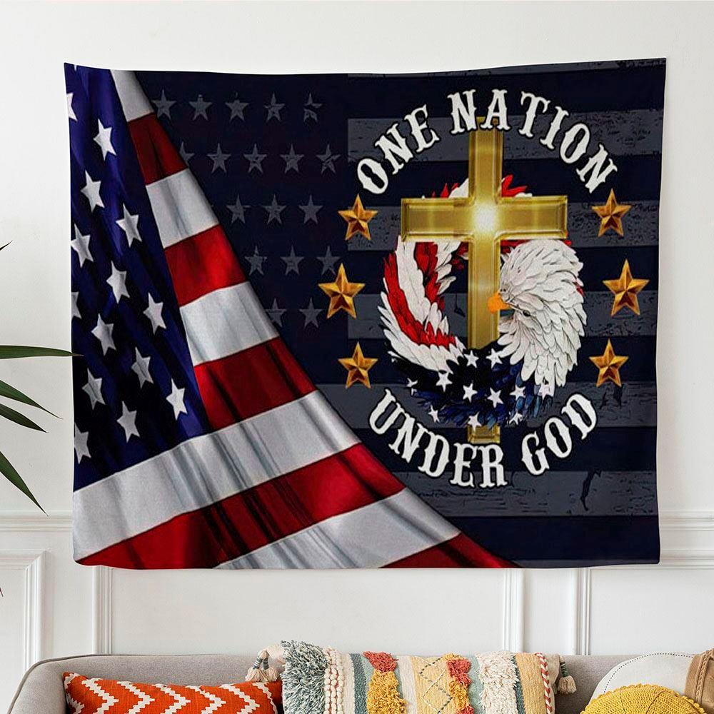 One Nation Under God American Flag Christian Tapestry Wall Art Print – Gifts For Christian Families One Nation Under God American Flag Christian Tapestry Wall Art Print – Gifts For Christian Families