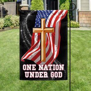 One Nation Under God Christian Cross American…