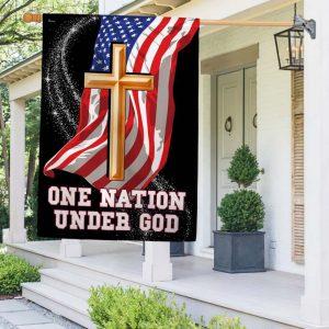 One Nation Under God Christian Cross American Flag 2