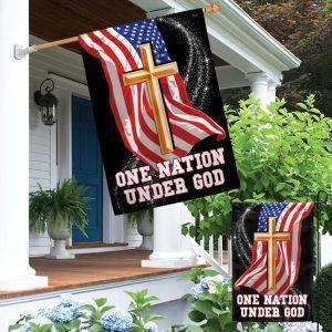 One Nation Under God Christian Cross American Flag 3