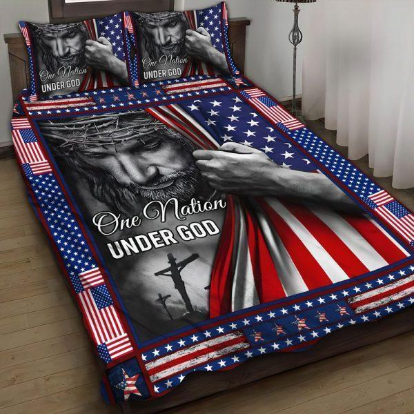 One Nation Under God Christian Quilt Bedding Set – Christian Gift For Believers