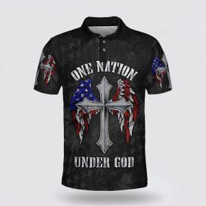 One Nation Under God Cross American Polo Shirt Gifts For Christian Families 1 ljzxsa.jpg