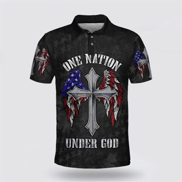 One Nation Under God Cross American Polo Shirt – Gifts For Christian Families