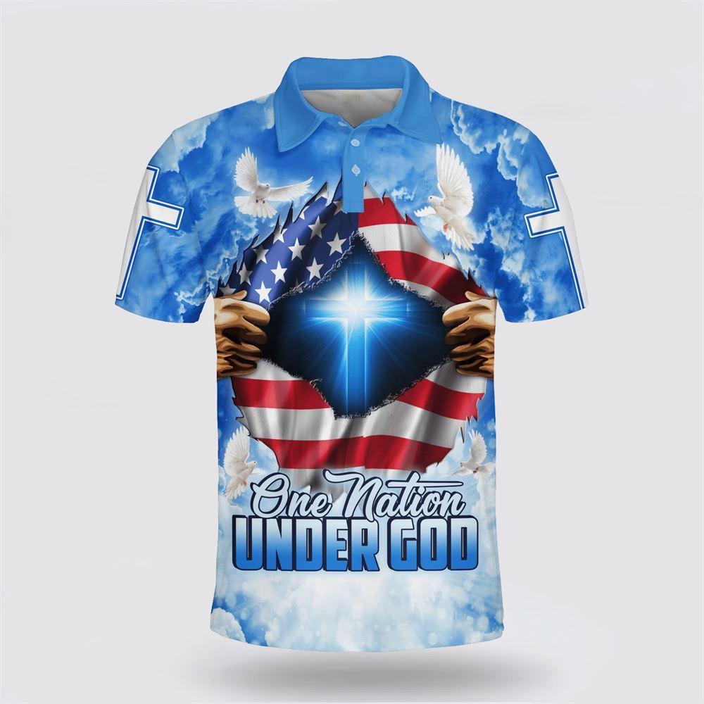 One Nation Under God Cross Polo Shirt – Gifts For Christian Families