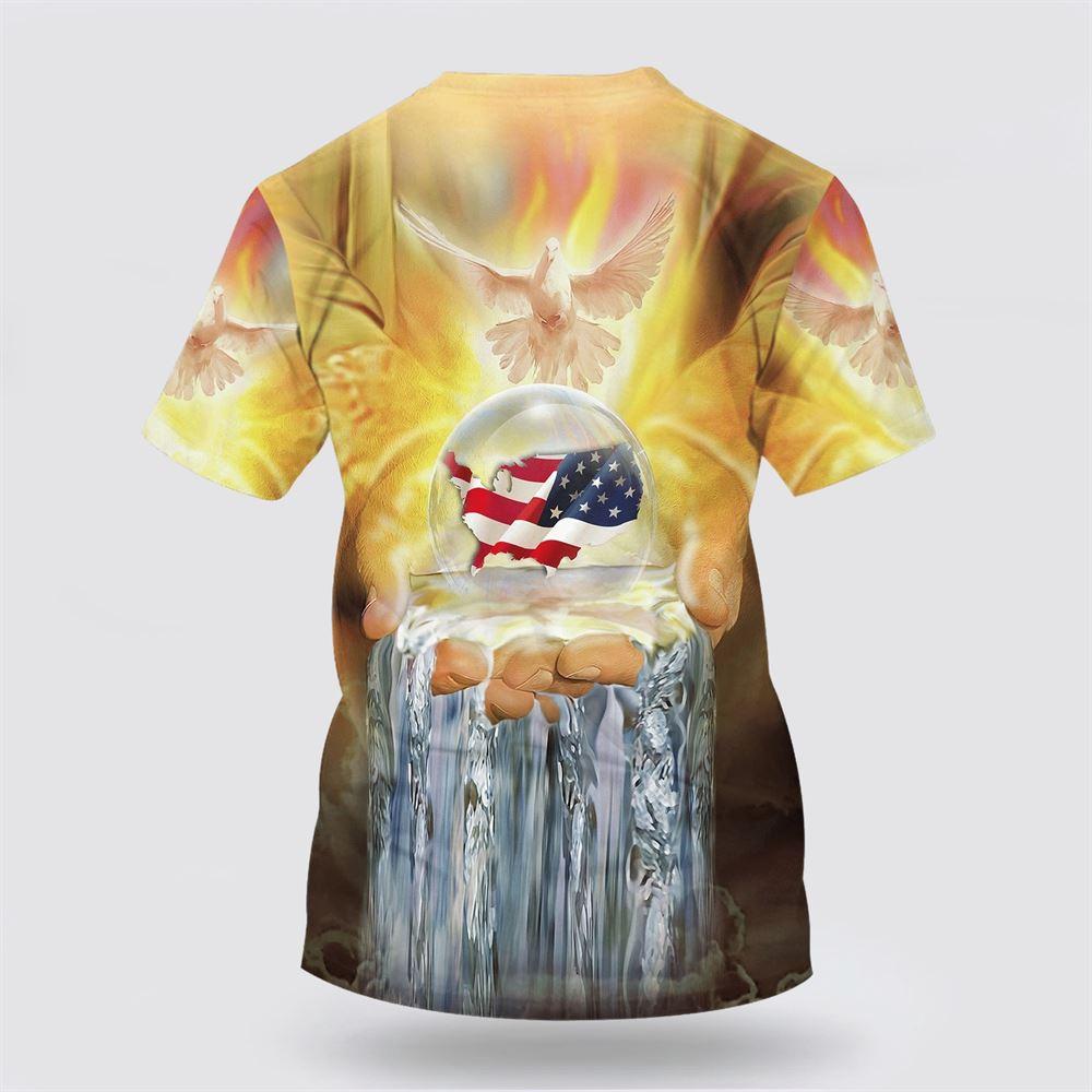 One Nation Under God Hand Hold Earth Dove All Over Print 3D T Shirt – Gifts For Christians