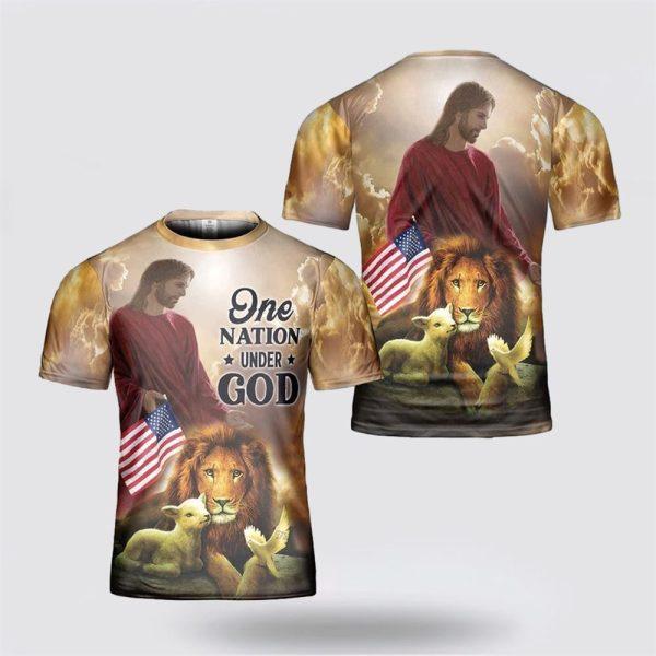 One Nation Under God Jesus All Over Print 3D T Shirt – Gifts For Christian Families