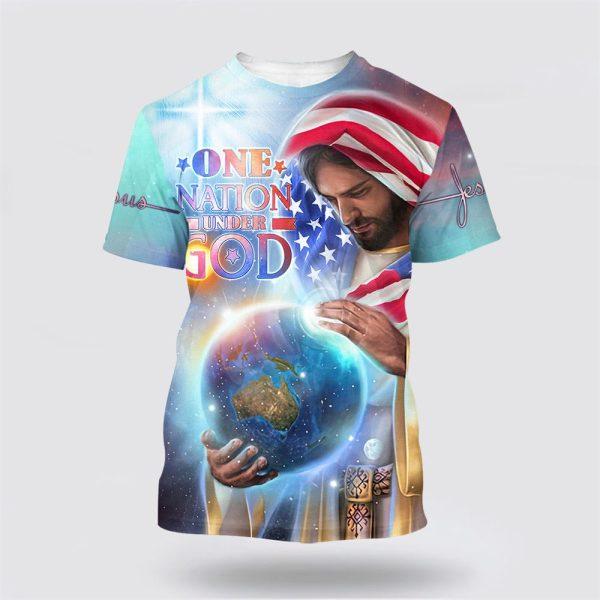 One Nation Under God Jesus American All Over Print 3D T Shirt – Gifts For Christians