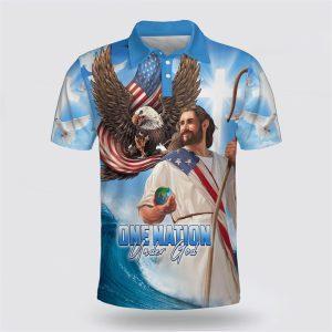 One Nation Under God Jesus American Polo Shirt Gifts For Christian Families 1 rotpez.jpg