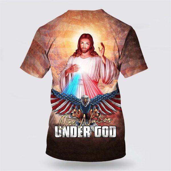 One Nation Under God Jesus And American Eagle All Over Print 3D T Shirt – Gifts For Christians