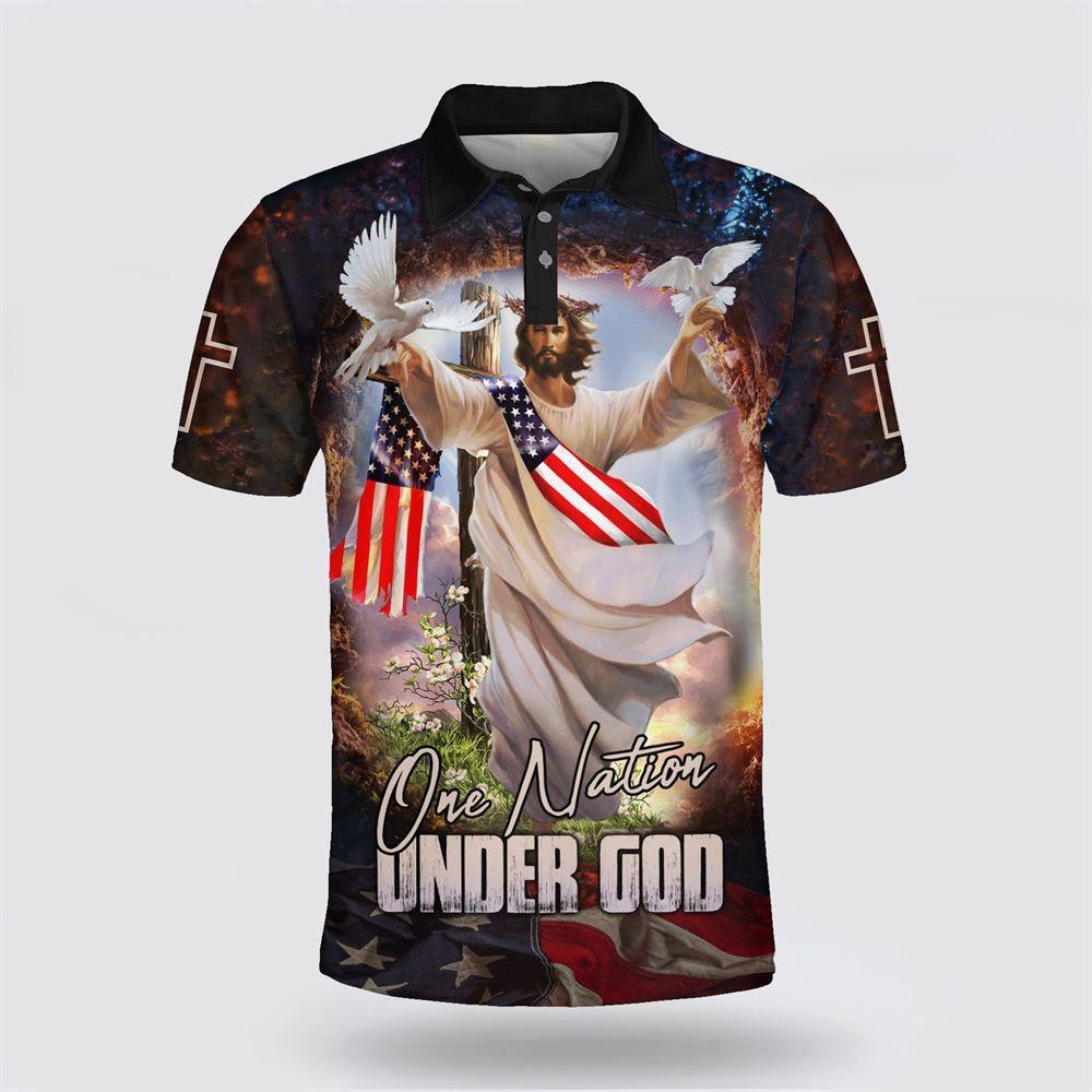 One Nation Under God Jesus And Dove American Polo Shirt – Gifts For Christian Families