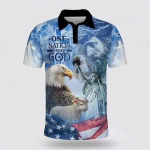 One Nation Under God Jesus Christ American Polo Shirt Gifts For Christian Families 1 cqepxp.jpg