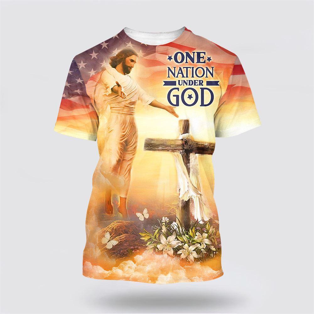 One Nation Under God Jesus Cross All Over Print 3D T Shirt – Gifts For Christians One Nation Under God Jesus Cross All Over Print 3D T Shirt – Gifts For Christians