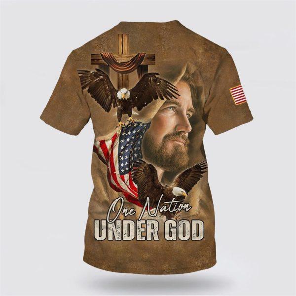 One Nation Under God Jesus Eagles Wooden Cross All Over Print 3D T Shirt – Gifts For Christians