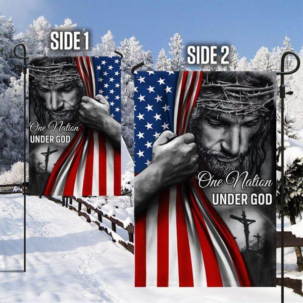 One Nation Under God Jesus Garden Flag & Amp Mailbox Cover – Christian Flag Outdoor Decoration