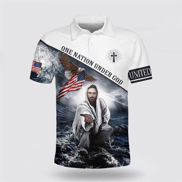 One Nation Under God Jesus Hands Polo Shirt – Gifts For Christian Families
