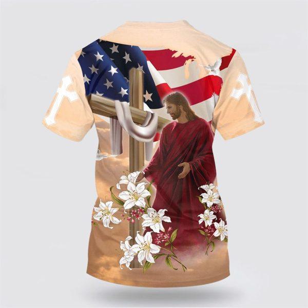 One Nation Under God Jesus Lily All Over Print 3D T Shirt – Gifts For Christians