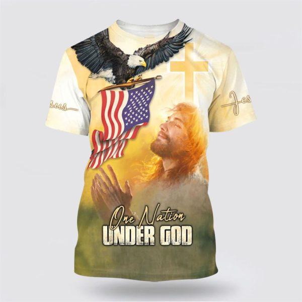 One Nation Under God Jesus Prayer All Over Print 3D T Shirt – Gifts For Christians