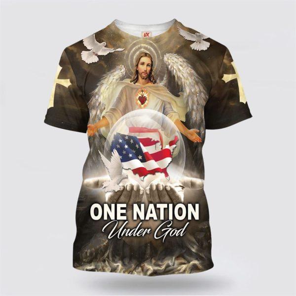One Nation Under God Jesus Wings All Over Print 3D T Shirt – Gifts For Christians