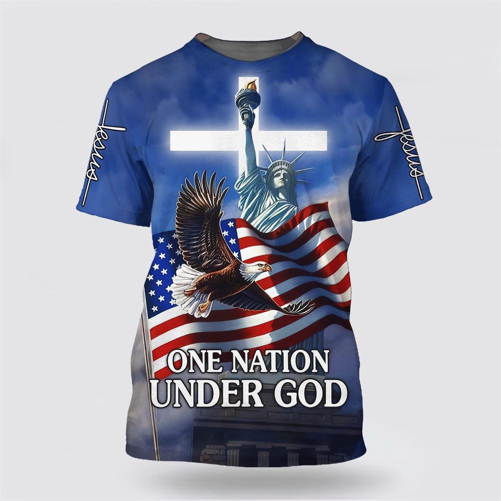One Nation Under God July 4th Statue Of Liberty All Over Print 3D T Shirt – Gifts For Christians One Nation Under God July 4th Statue Of Liberty All Over Print 3D T Shirt – Gifts For Christians