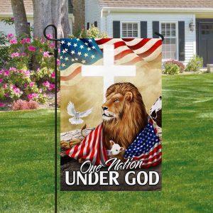 One Nation Under God Lion Lamb Christian Cross Flag 3